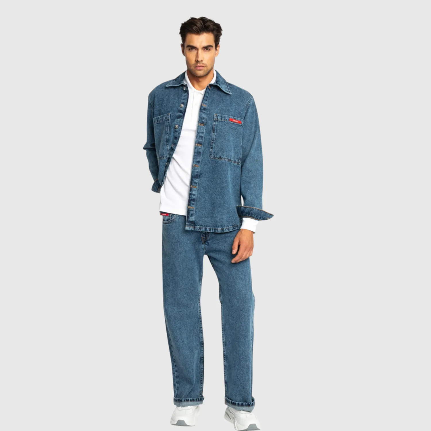 Gisada Oversized denimskjorte snow blue vasket