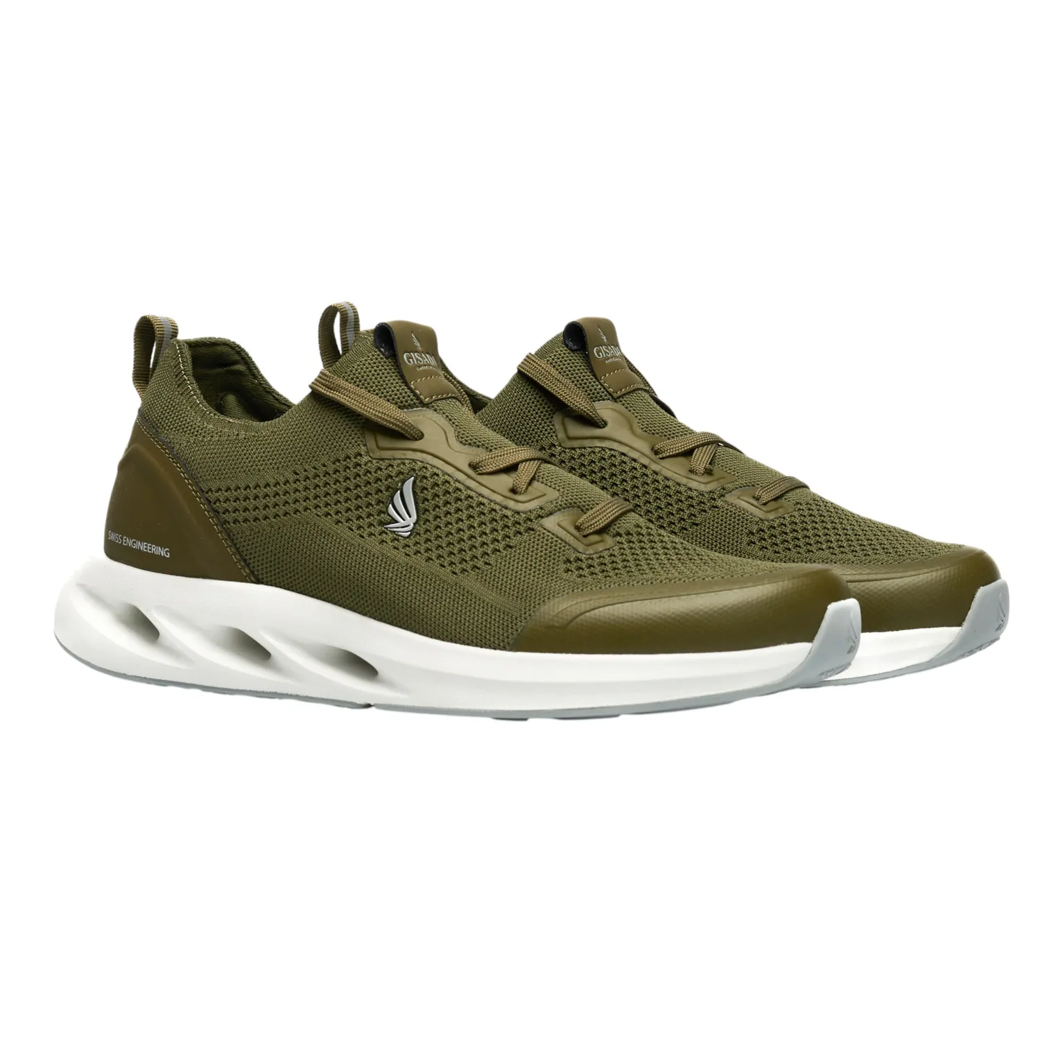 Gisada Knit Runner sneakers army pustende mesh