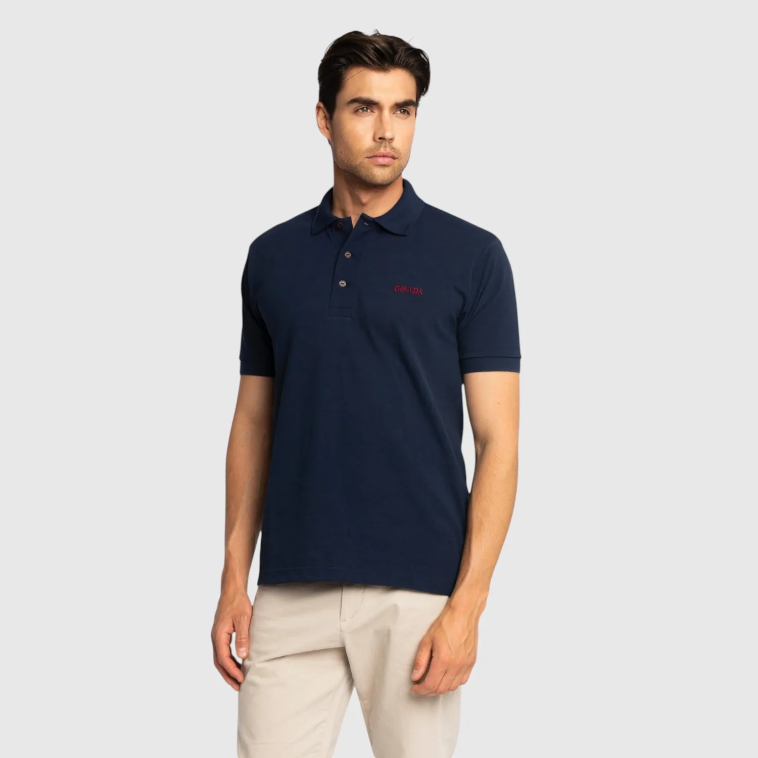 Gisada 2004 poloskjorte navy – pustende piqué