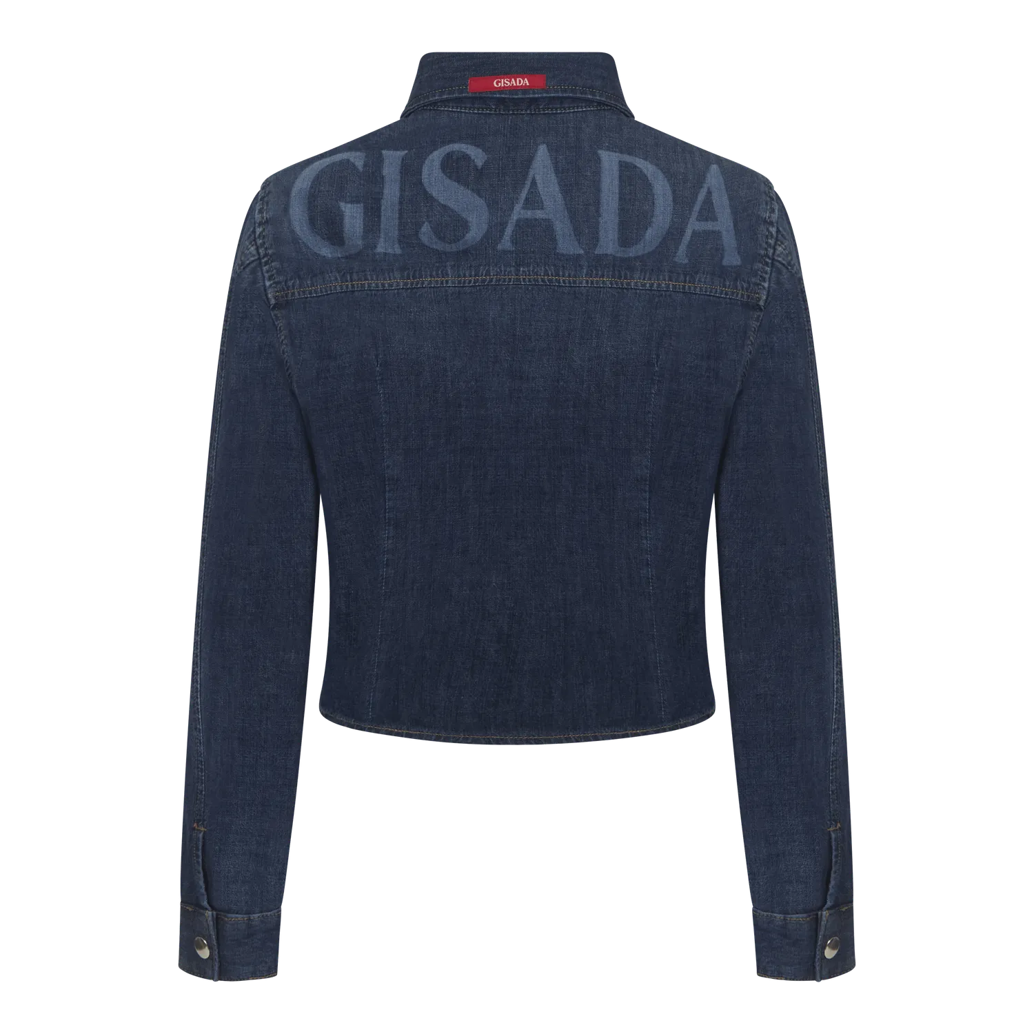 Gisada 1407 cropped denimskjorte dame washed blue