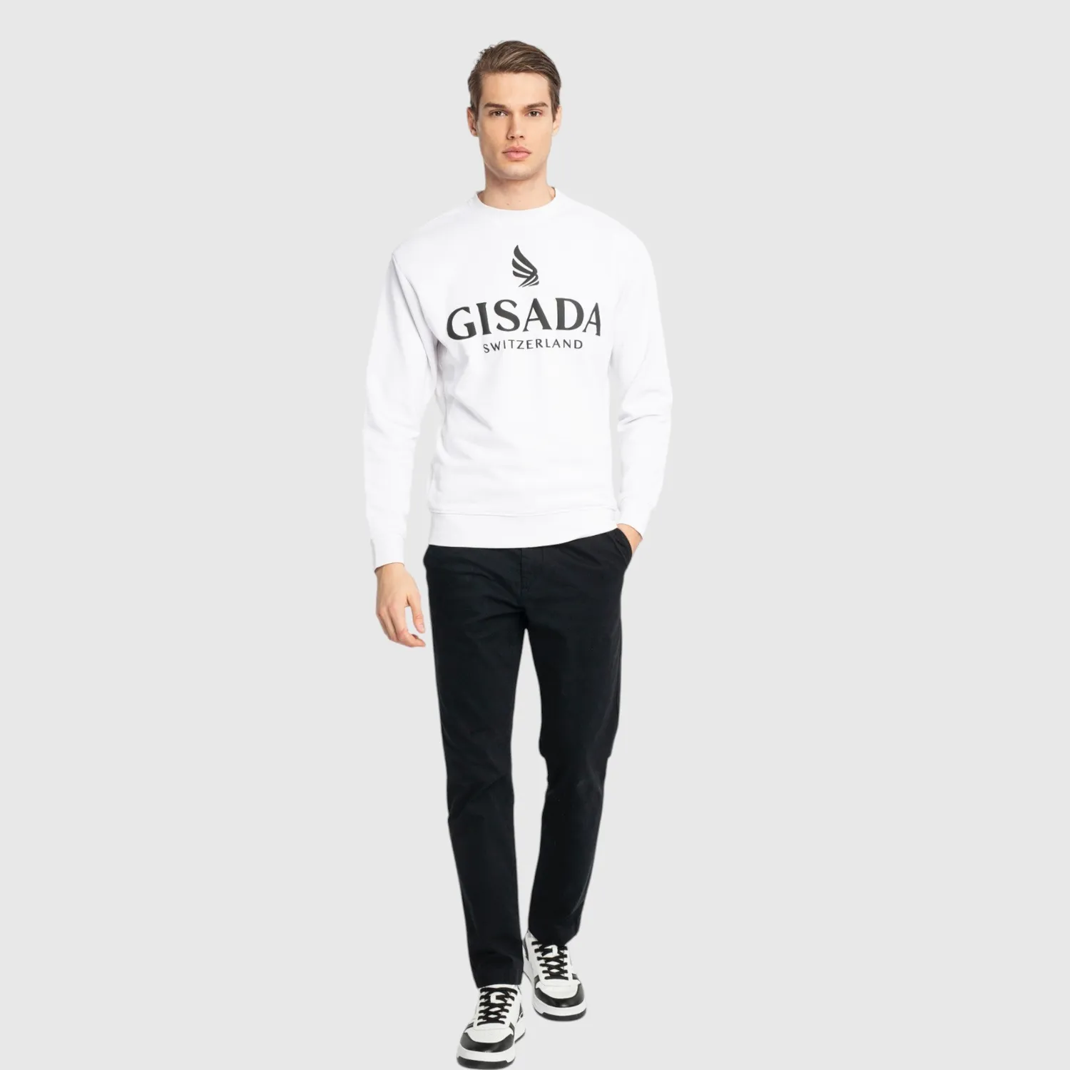 Gisada 3000 Rio sweatshirt hvit – puff-logo bomull