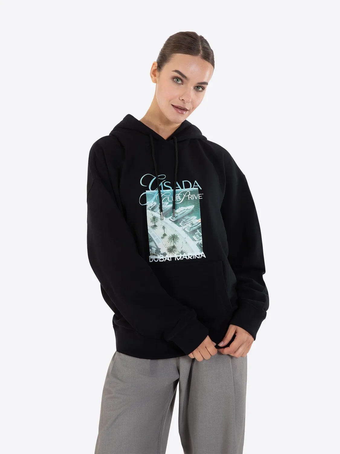 Gisada 3010 hettegenser svart unisex bomull