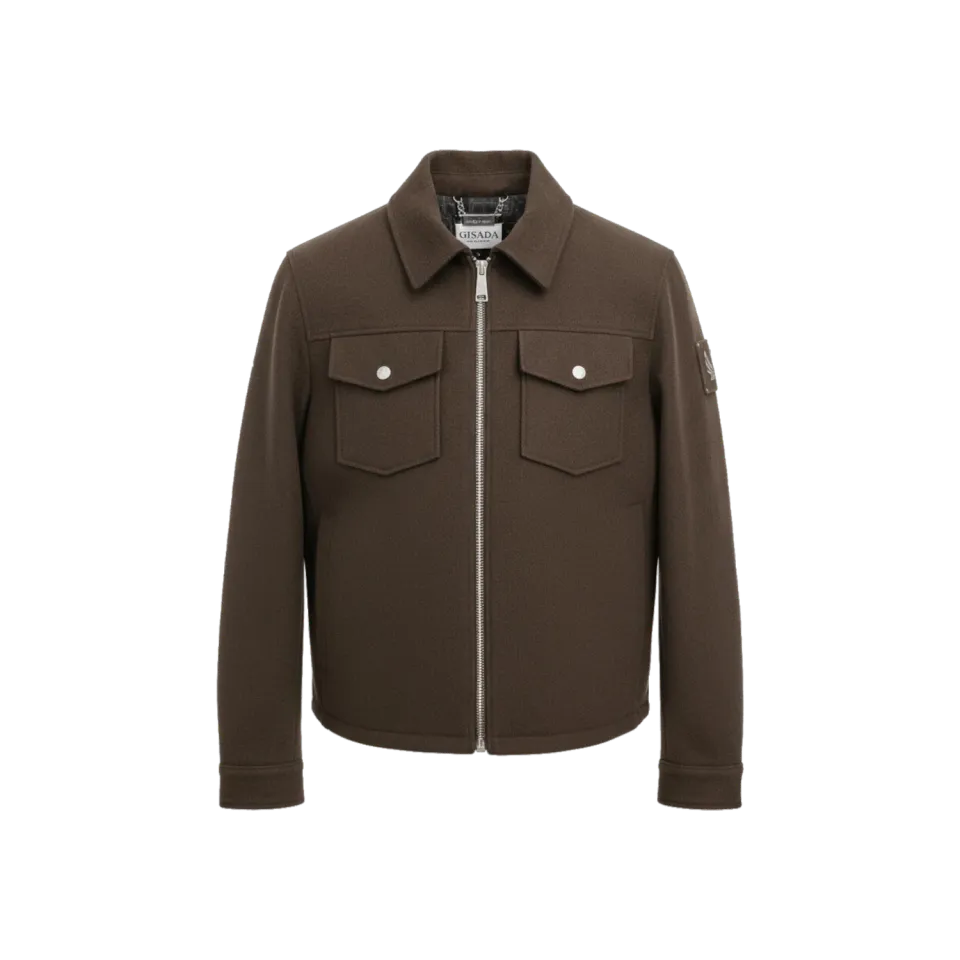 Gisada Zip-Up jakke brystlommer grønn brun