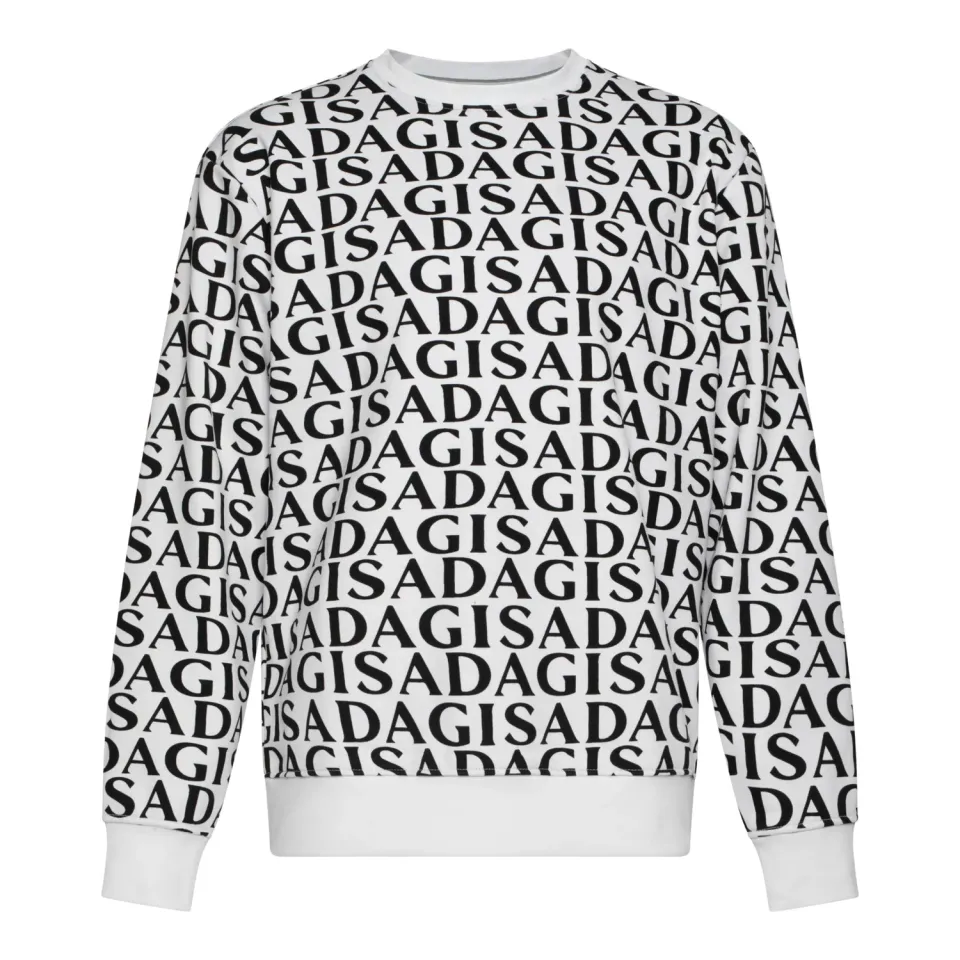Gisada 3004 sweatshirt hvit bomull med allover-print