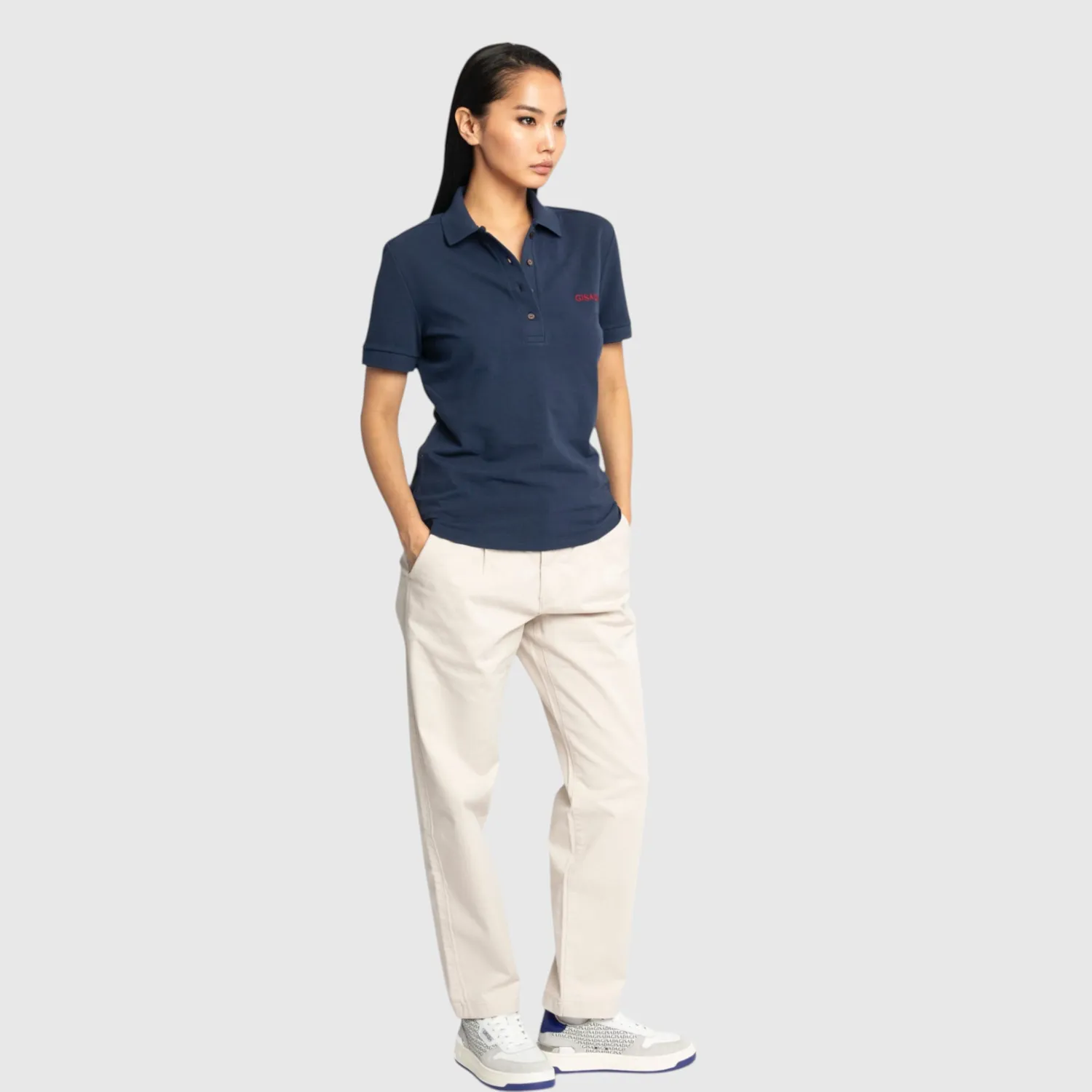 Gisada 9001 polo marine dame – piqué broderi