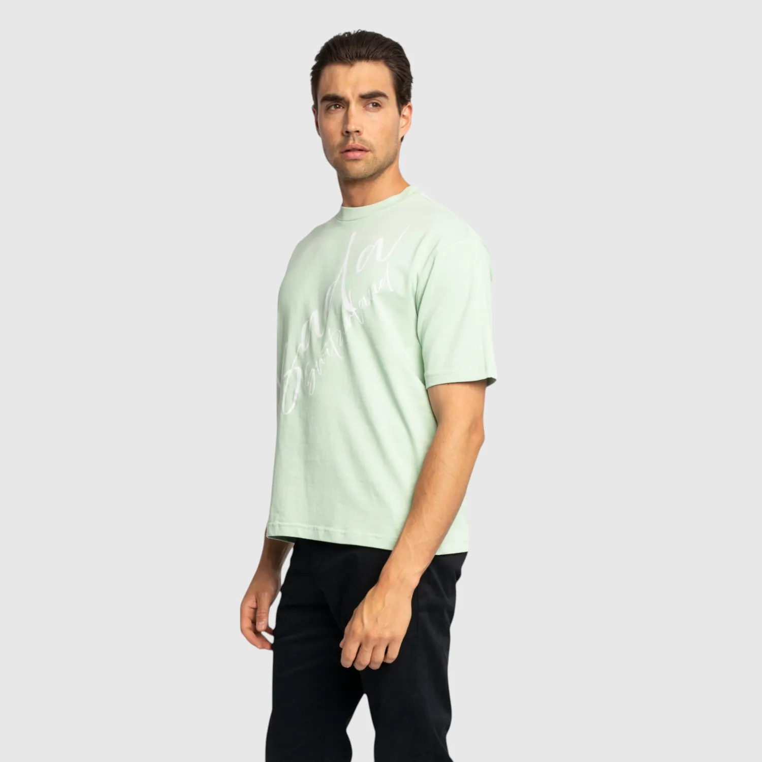Gisada Chicago 1007 t-skjorte mint oversized skrifttrykk