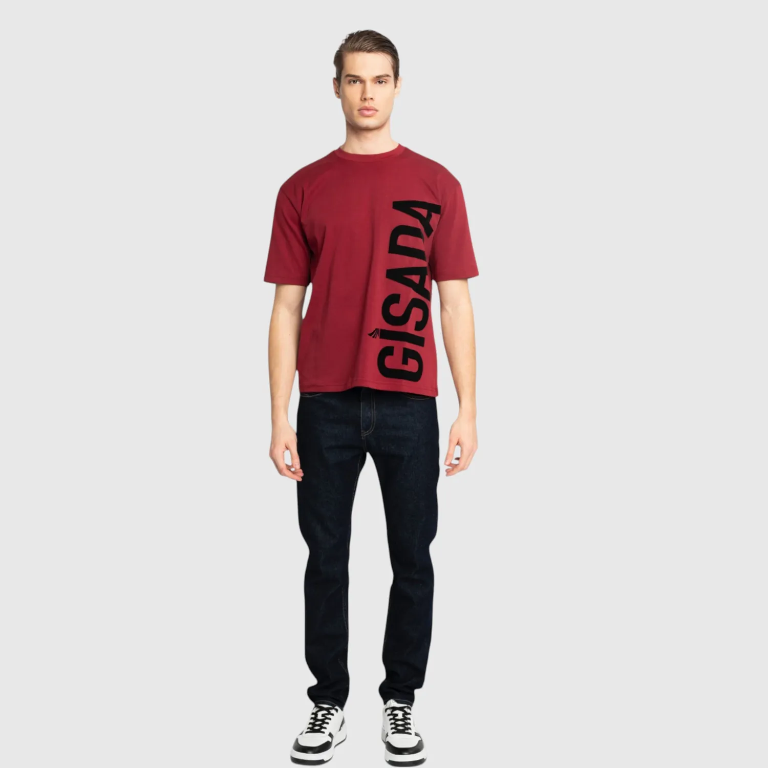 Gisada 1010 t-skjorte Bordeaux oversized