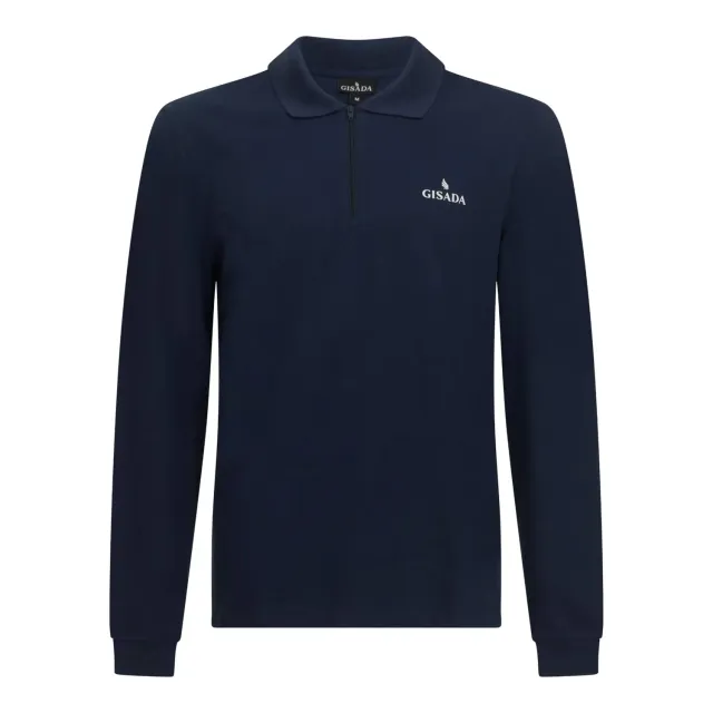 Gisada 2005 Regular Fit polo navy herre zip gummilogo