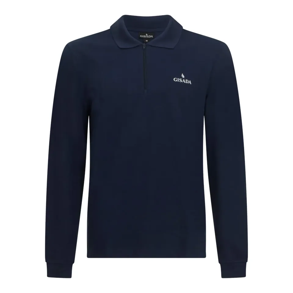 Gisada 2005 Regular Fit polo navy herre zip gummilogo