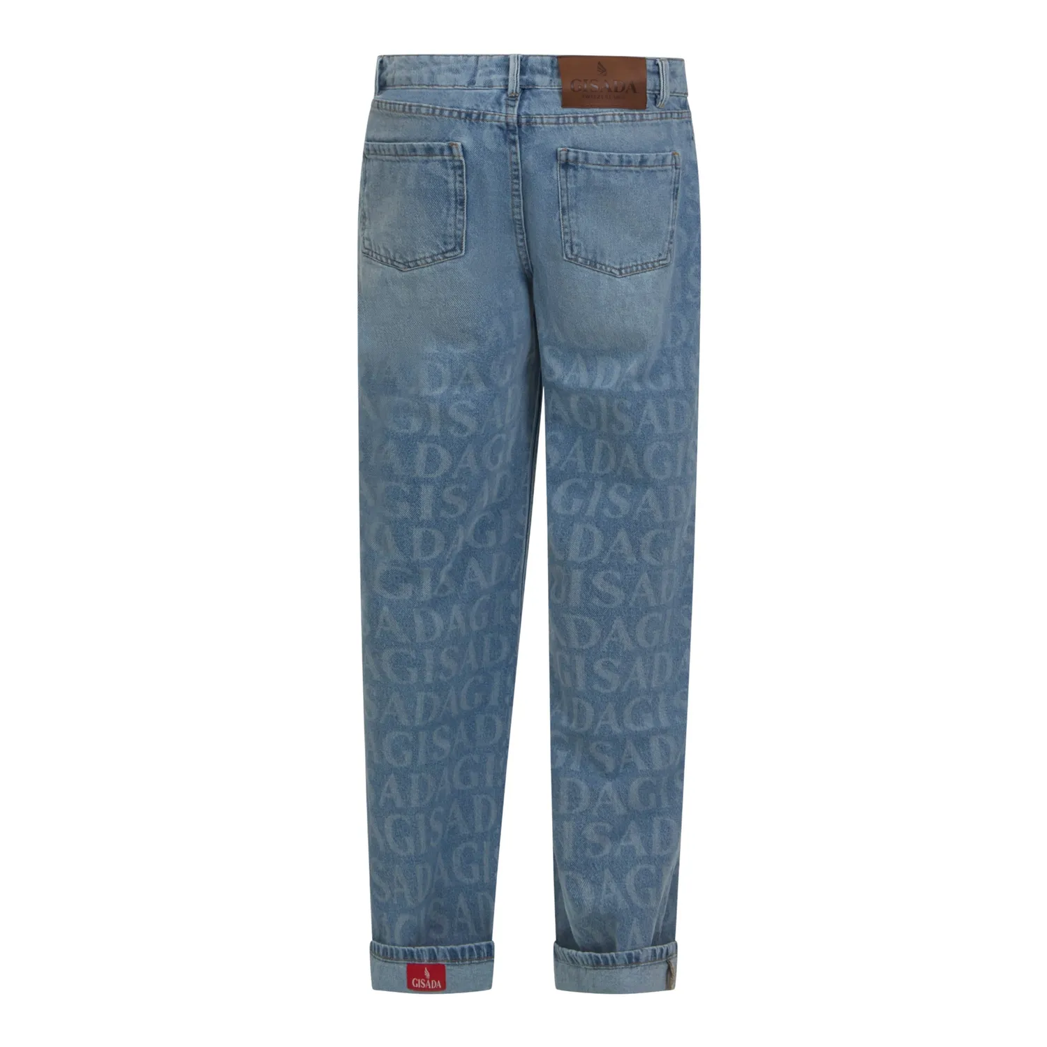 Gisada Wide Leg Denim Jeans Allover Logo jeans washed blue