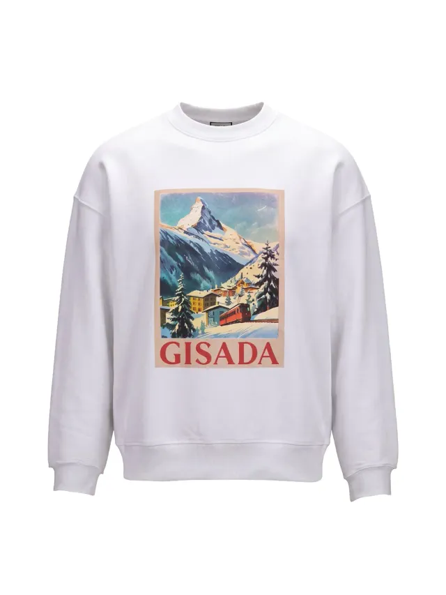 Gisada 3012 sweatshirt hvit bomull matterhorn-trykk