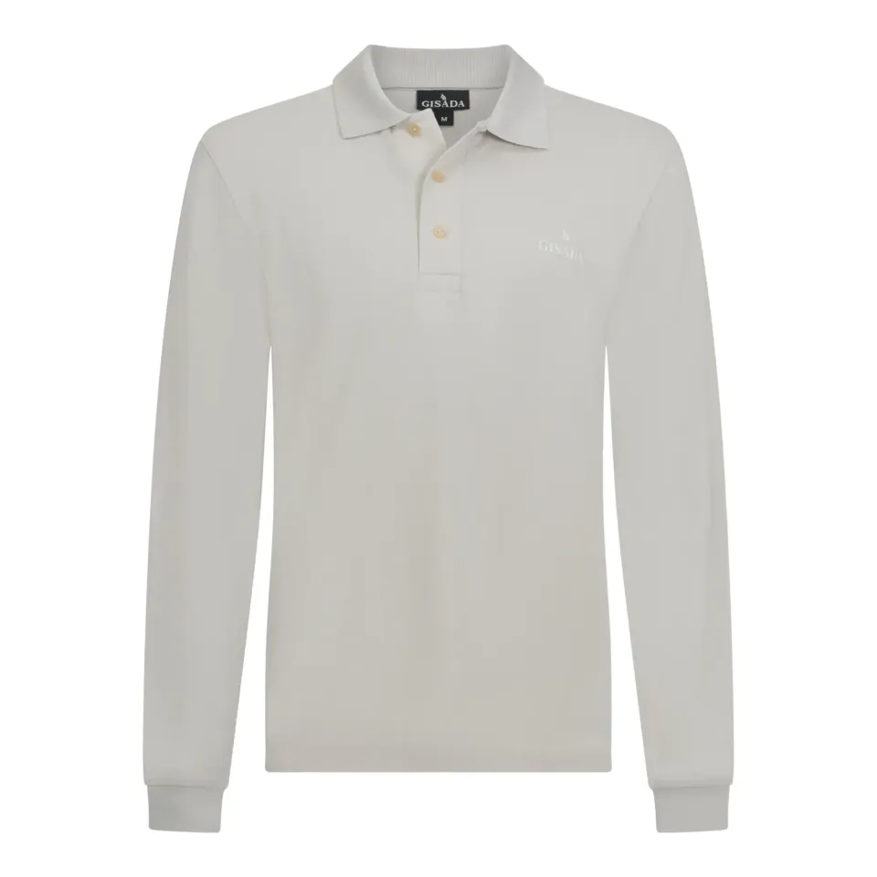 Gisada 2007 langermet polo herre beige bomull