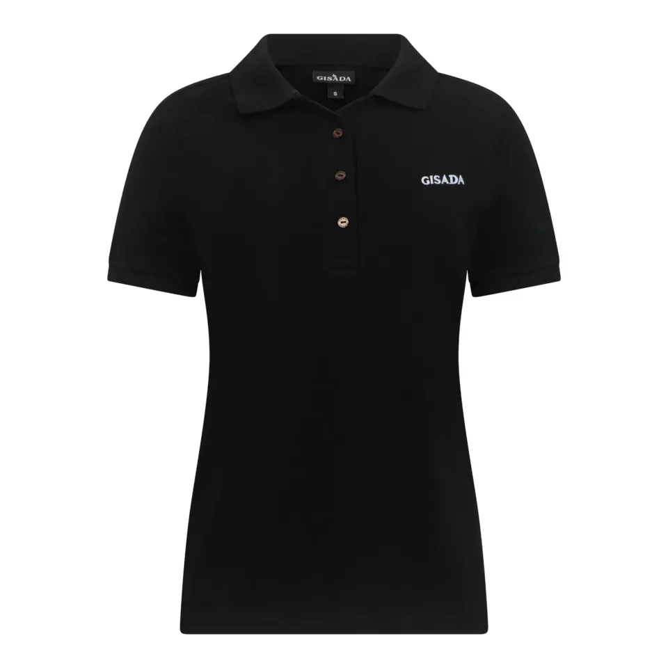 Gisada 9001 polo svart slim fit brodert dame
