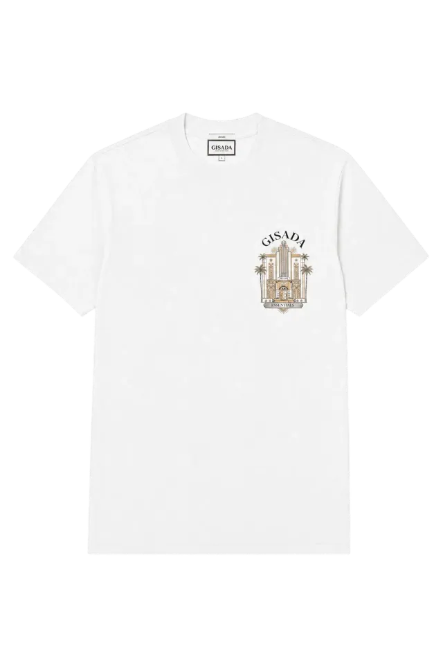 Gisada 1015 unisex t-skjorte hvit bomullsjersey