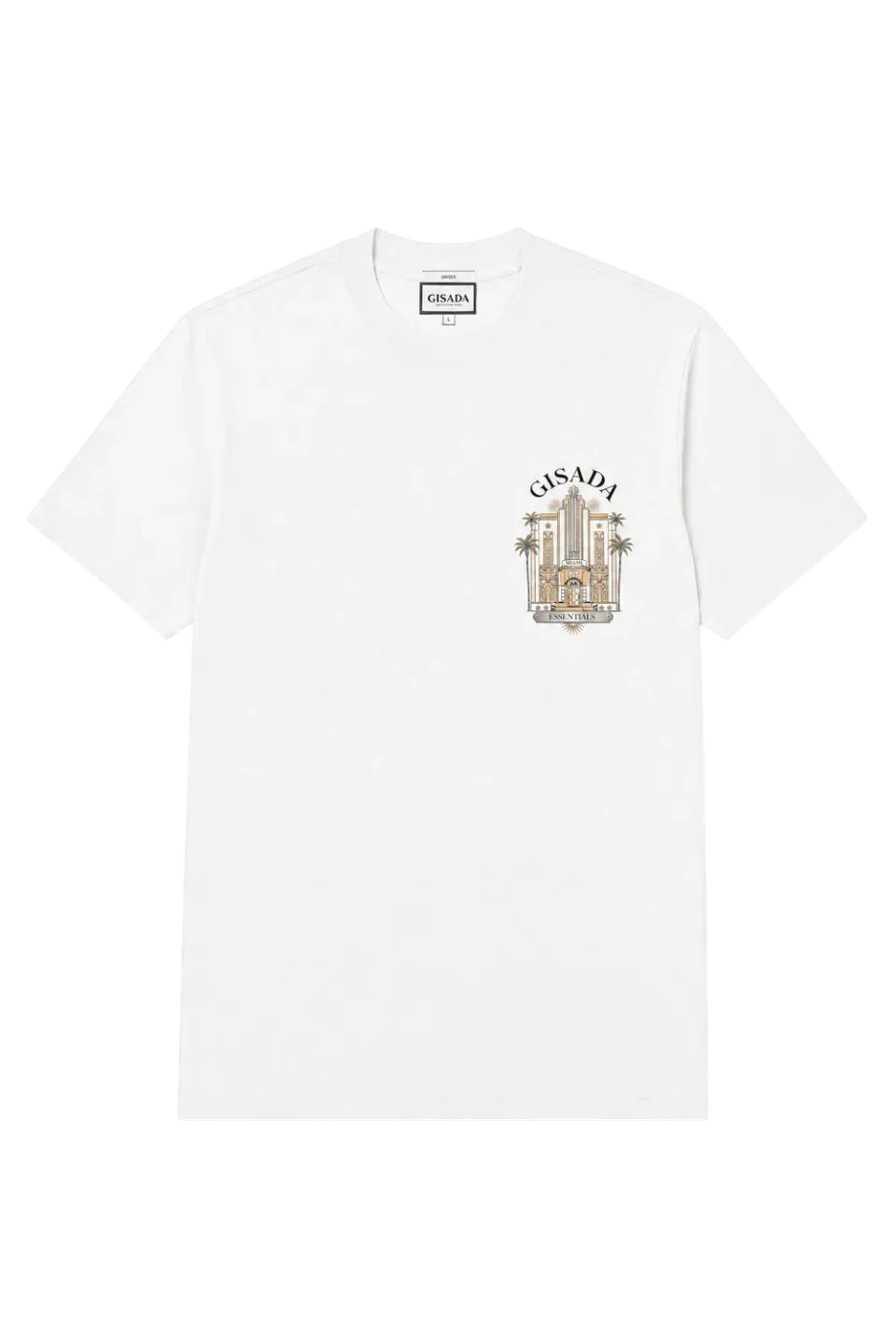 Gisada 1015 unisex t-skjorte hvit bomullsjersey