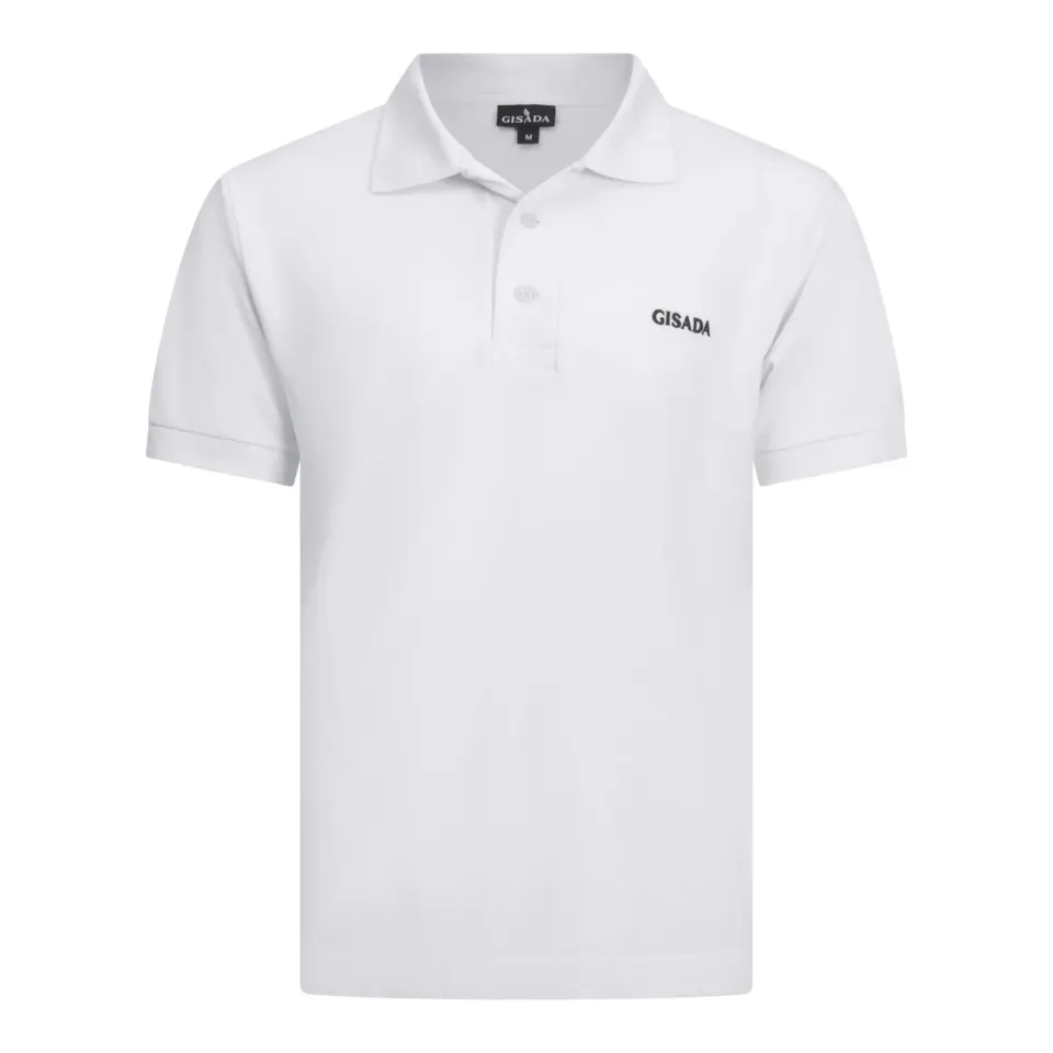 Gisada 2004 polo hvit korte ermer piqué