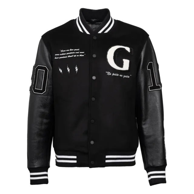 Gisada 1317 Classic Varsity jakke svart ull skinnermer
