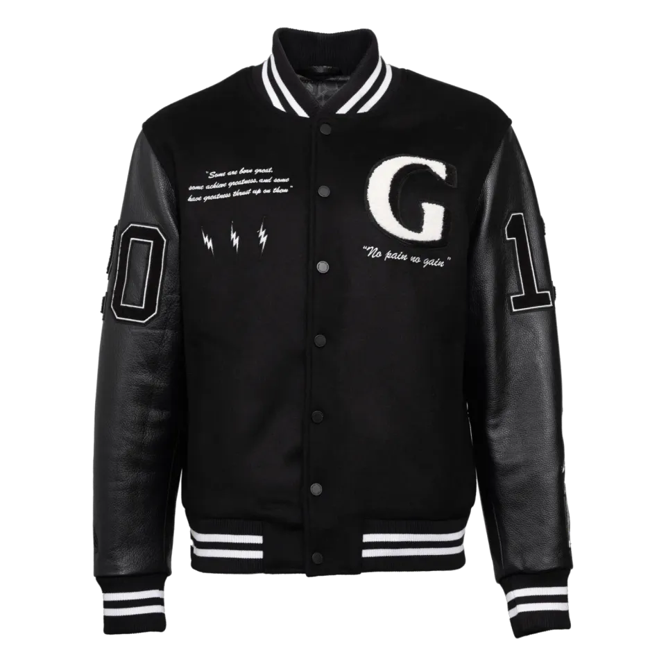 Gisada 1317 Classic Varsity jakke svart ull skinnermer