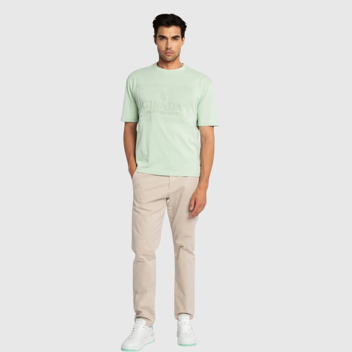 Gisada Chicago 1005 t-skjorte herre mint oversized bomull