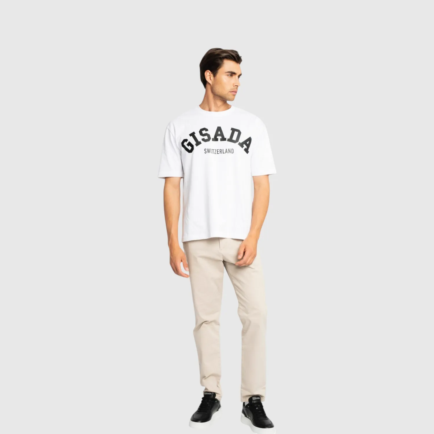 Gisada Chicago 1006 t-skjorte hvit oversized tung bomull