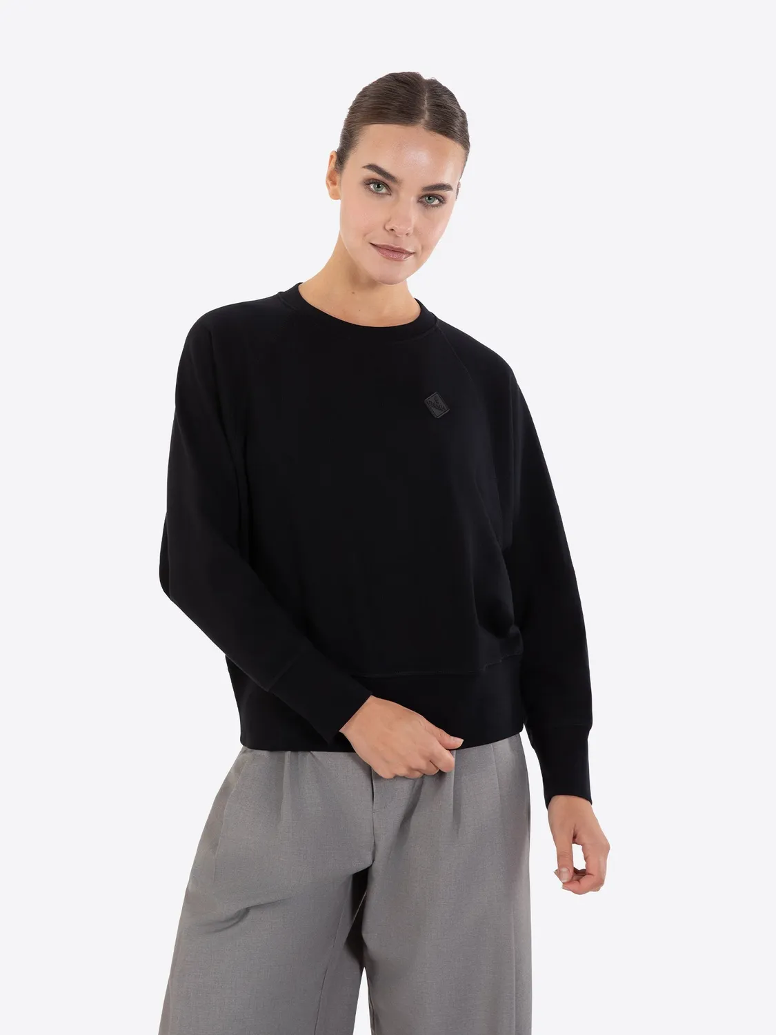 Gisada 6010 cropped sweatshirt dame svart bomull