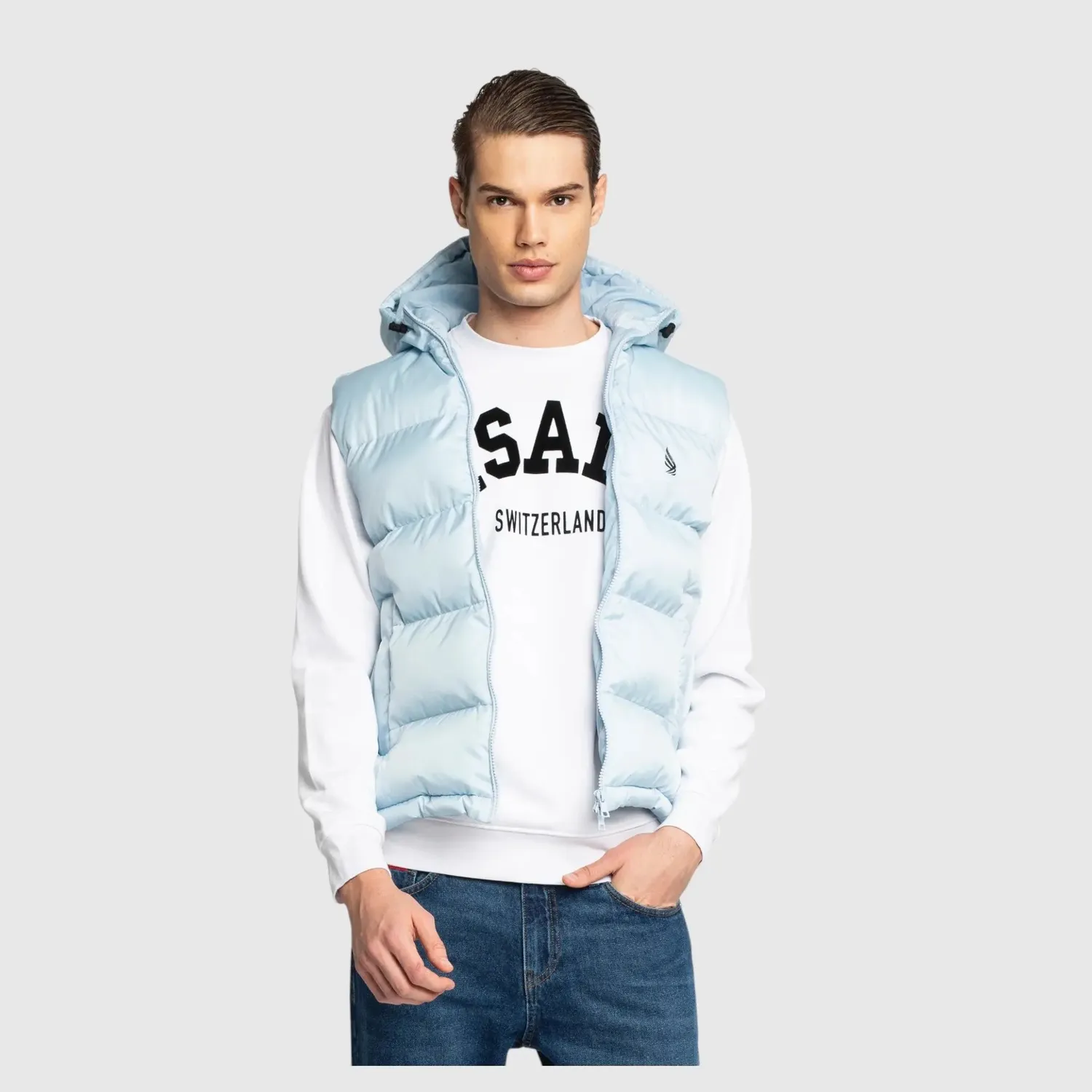 Gisada 1312 vest ice blue quiltet varm