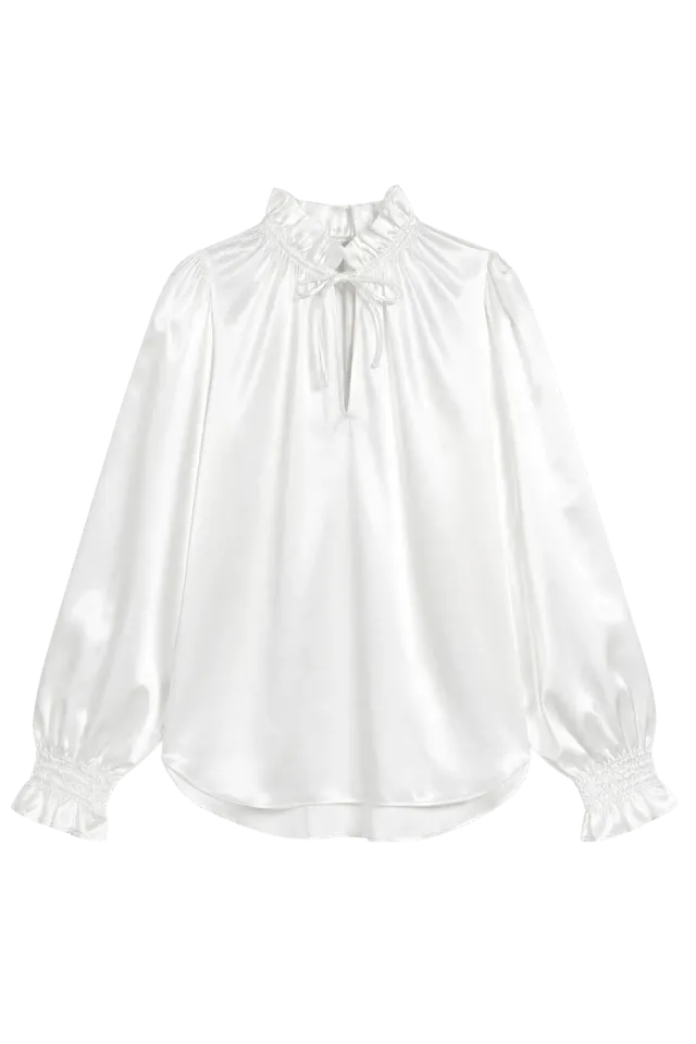 Gisada 1411 satengbluse dame hvit elegant