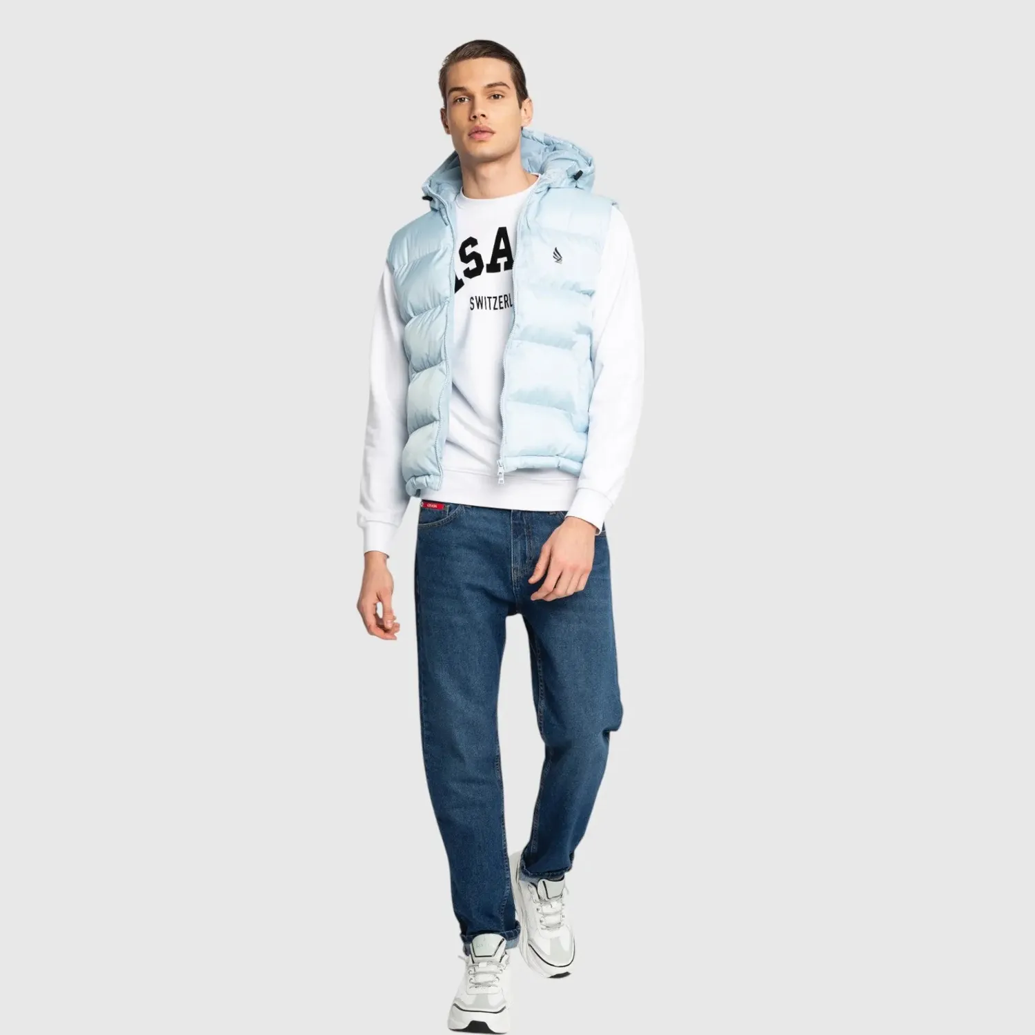 Gisada 1312 vest ice blue quiltet varm