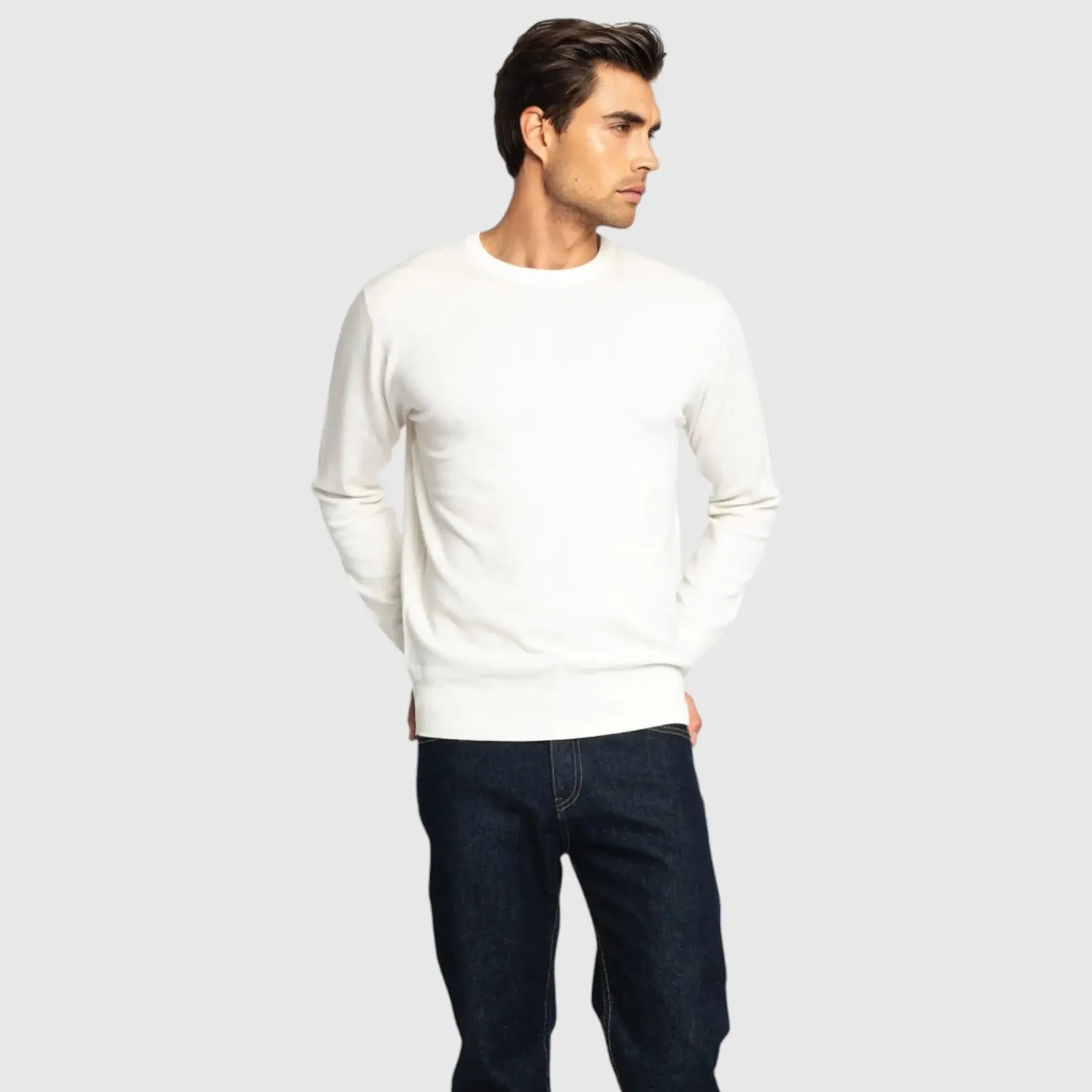 Gisada Regular Fit Round Neck Pullover genser elfenben