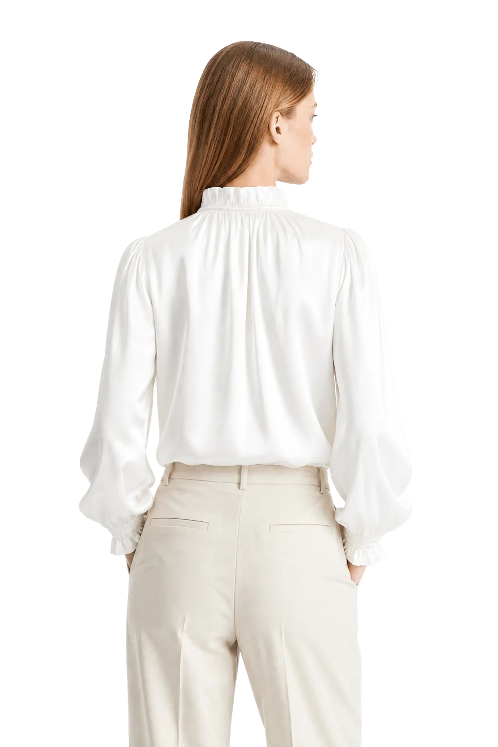 Gisada 1411 satengbluse dame hvit elegant