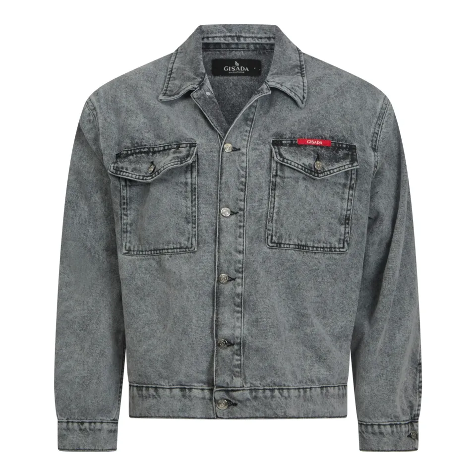 Gisada 1104 denimjakke snow grey vintage