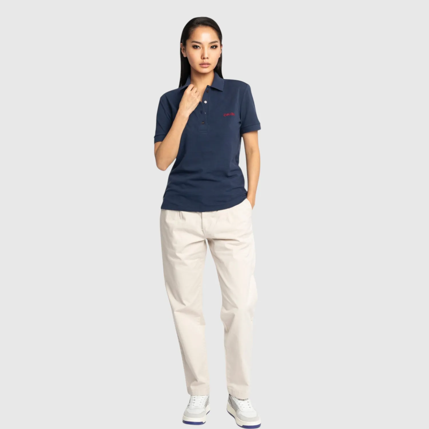 Gisada 9001 polo marine dame – piqué broderi