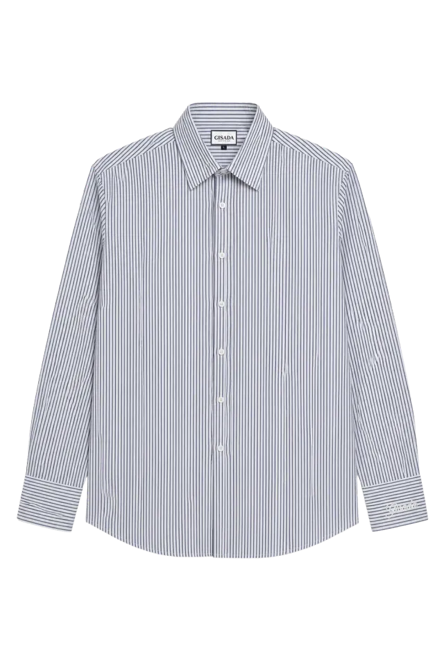 Gisada 1118 skjorte herre Navy stripet bomull