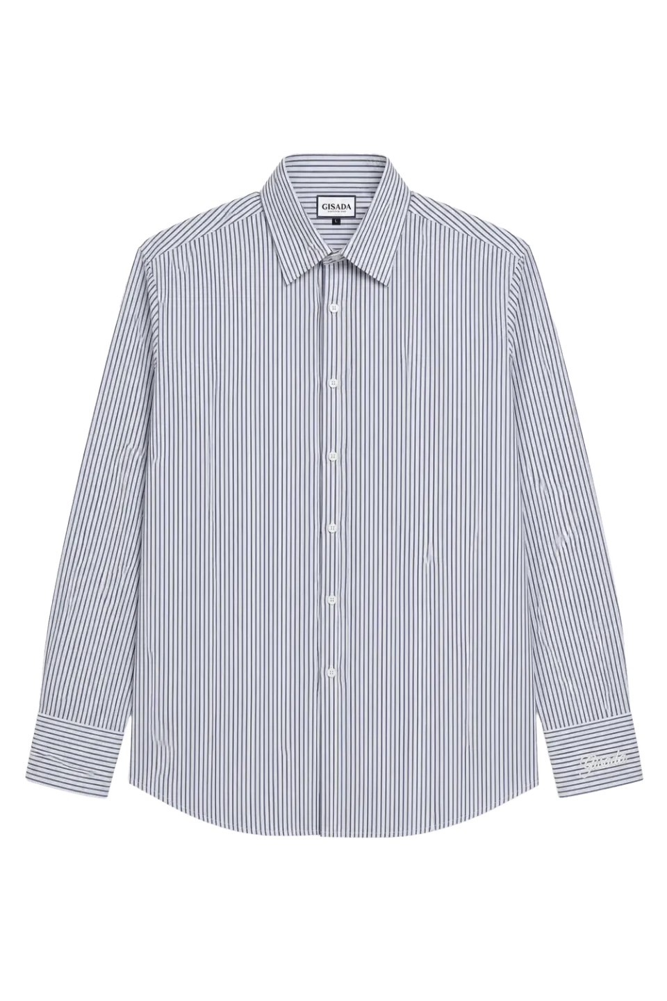 Gisada 1118 skjorte herre Navy stripet bomull