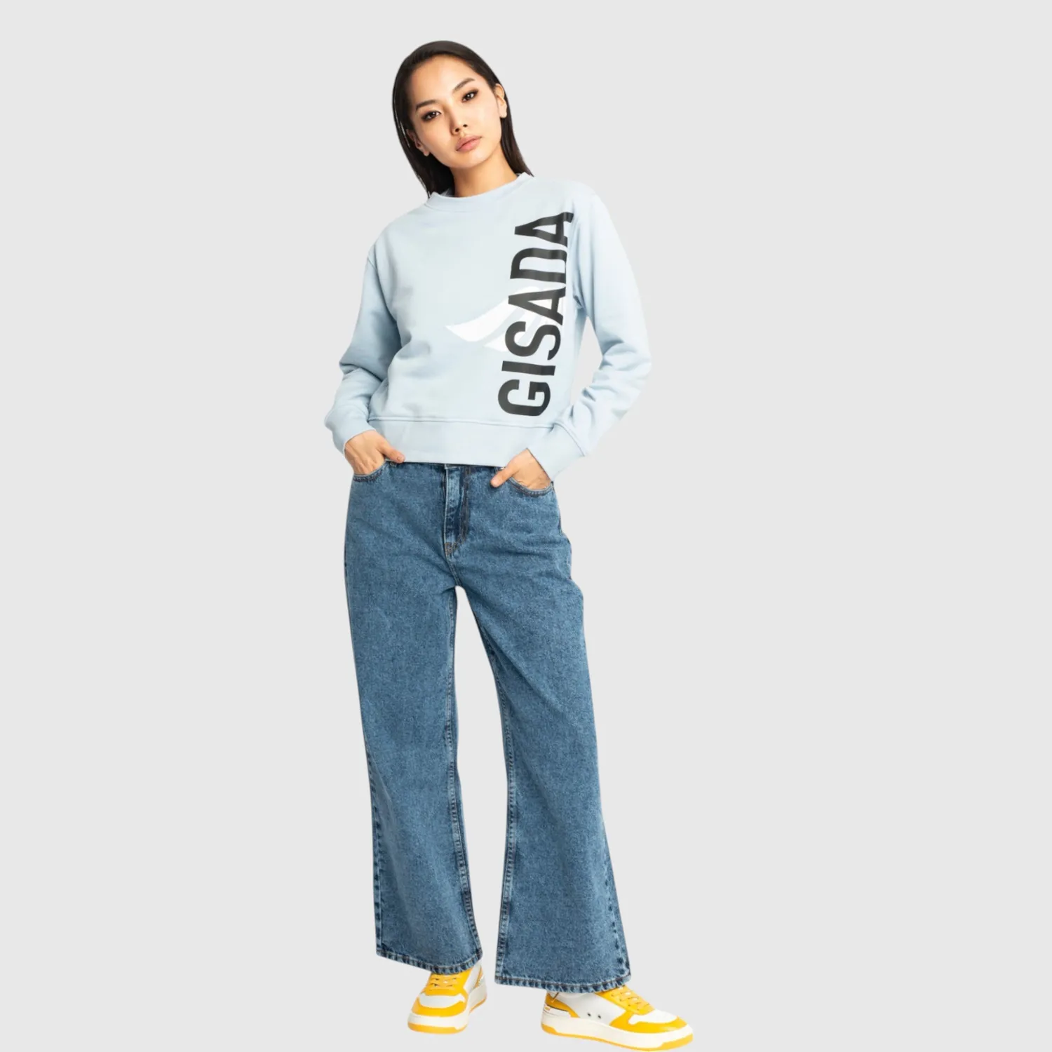Gisada 6003 Berlin sweatshirt ice blue – cropped bomull
