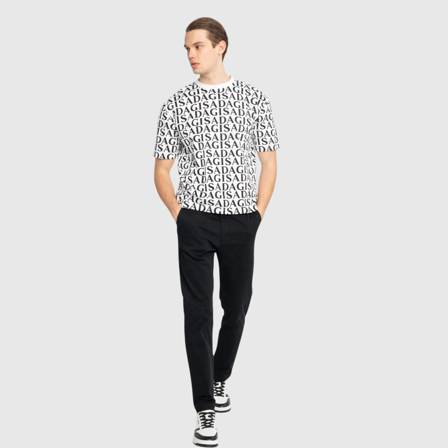 Gisada 1003 t-skjorte hvit herre regular monogram
