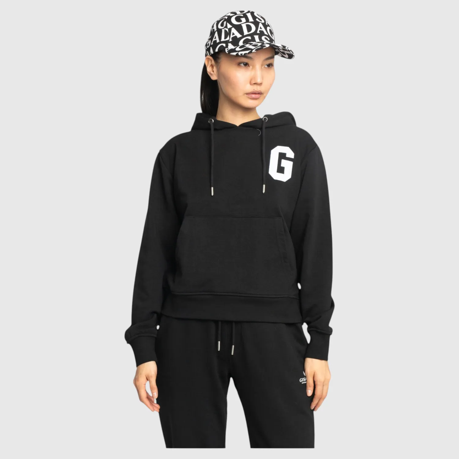 Gisada 6008 hettegenser svart bomull regular fit
