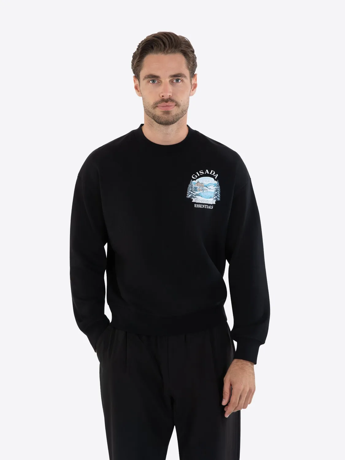 Gisada 3014 sweatshirt svart bomull med trykk