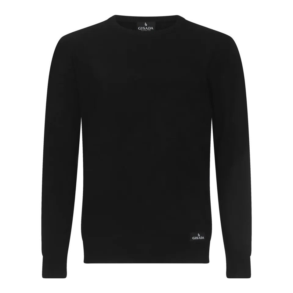 Gisada 1203 pullover svart bomull rund hals