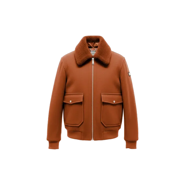 Gisada 1319 ullblanding jakke bronse med shearlingkrage