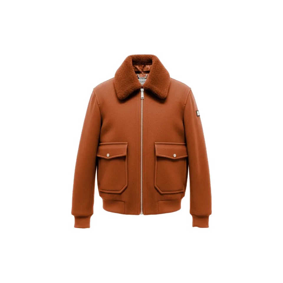 Gisada 1319 ullblanding jakke bronse med shearlingkrage