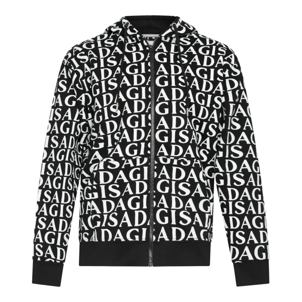 Gisada 3008 zip-hoodie herre svart bomull