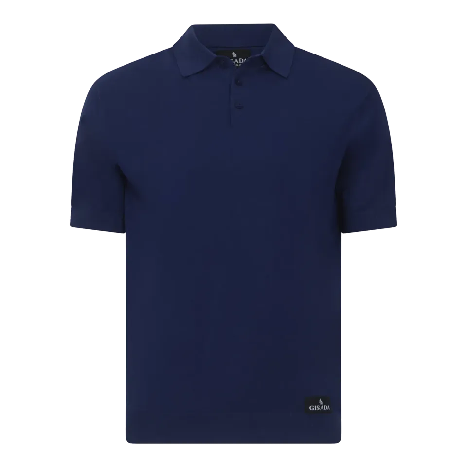 Gisada 1200 polo Blue finstrikket bomull