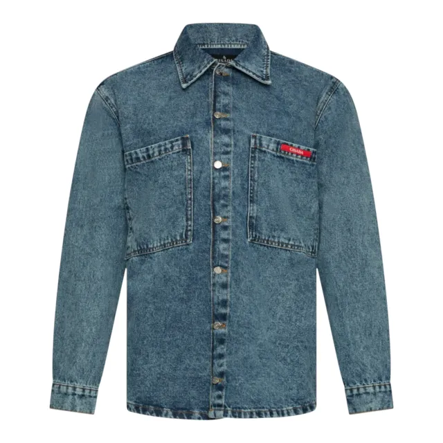 Gisada Oversized denimskjorte snow blue vasket