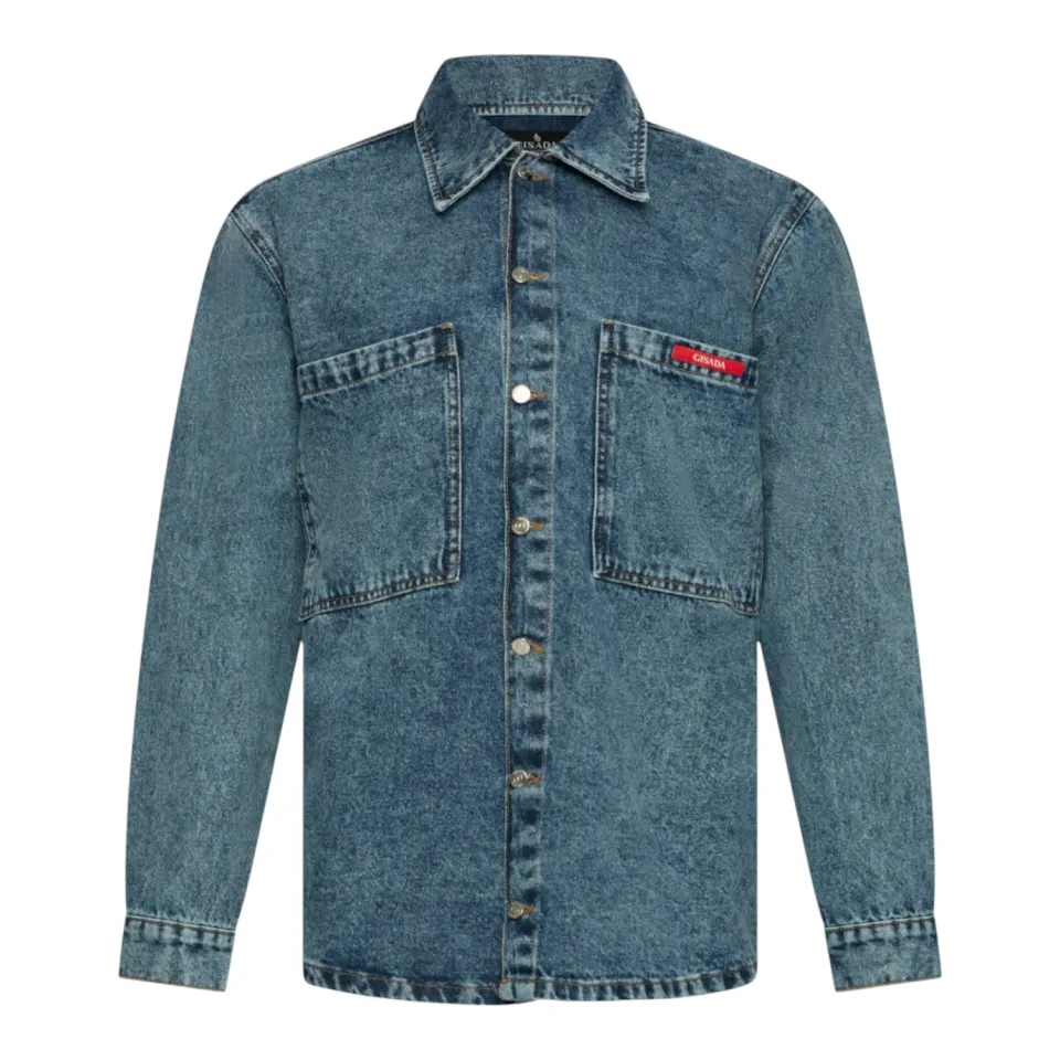 Gisada Oversized denimskjorte snow blue vasket