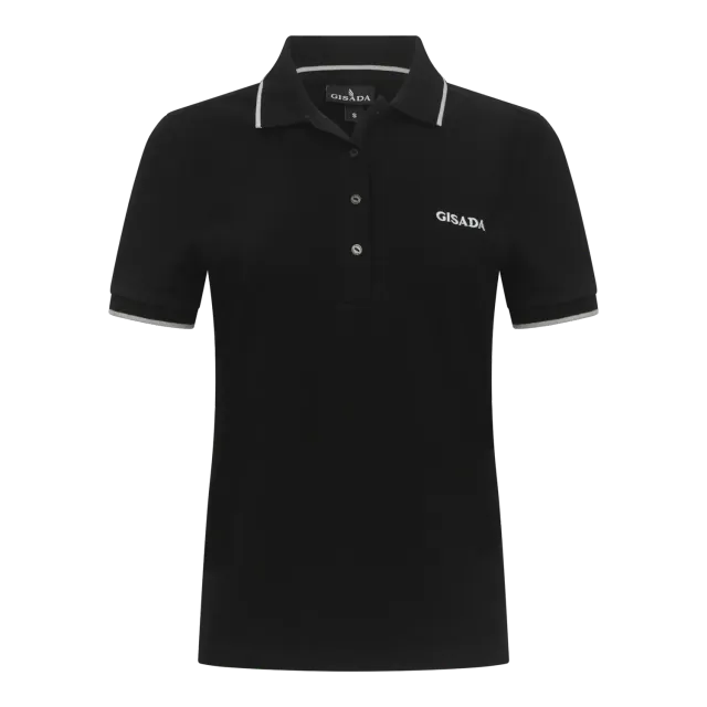 Gisada 9002 polo svart piqué dame kontrast