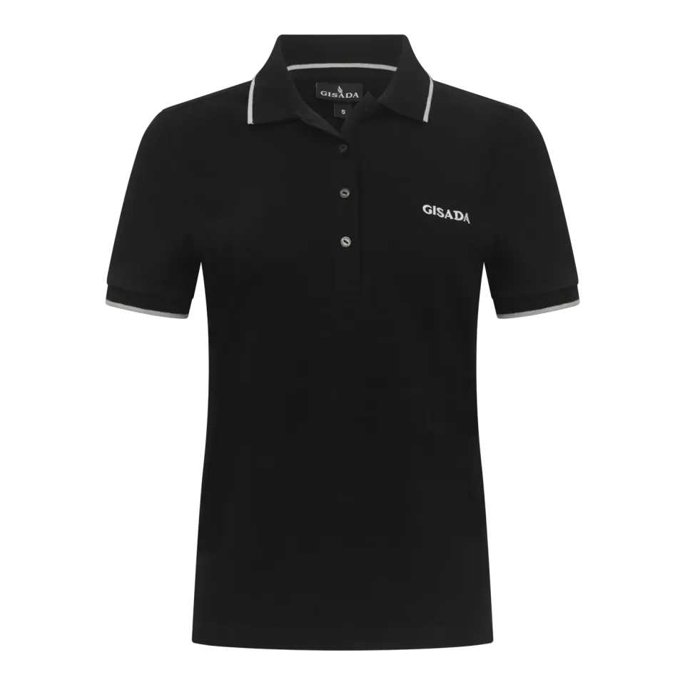 Gisada 9002 polo svart piqué dame kontrast