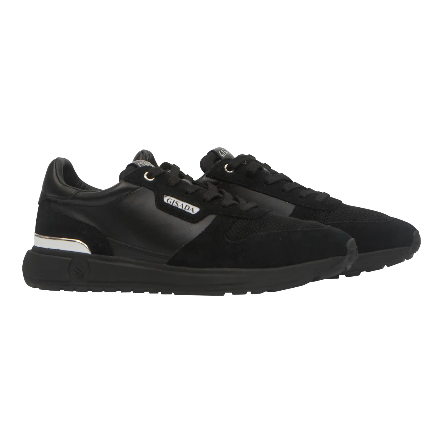 Gisada 17000 sneakers svart semsket skinn retro