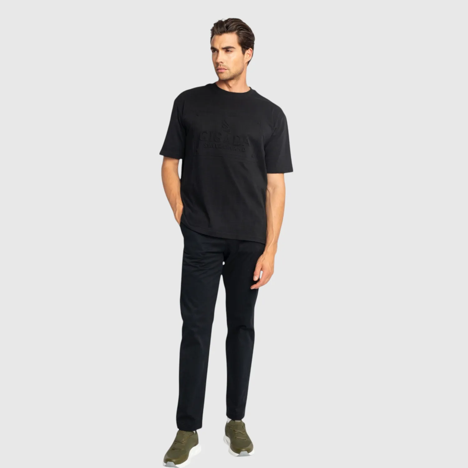 Gisada 1005 Chicago oversized t-skjorte svart kraftig bomull