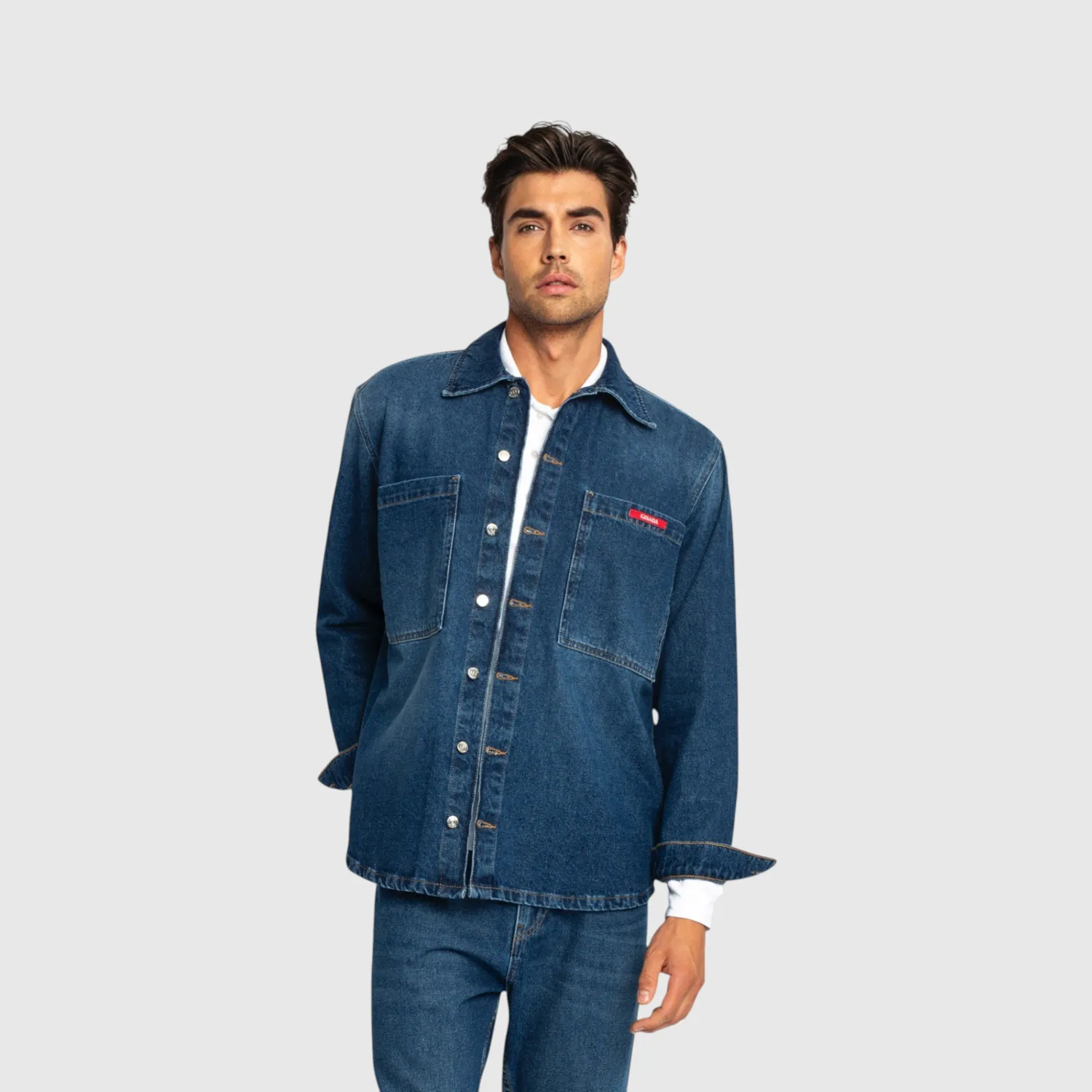 Gisada 1102 denimskjorte washed blue L oversized